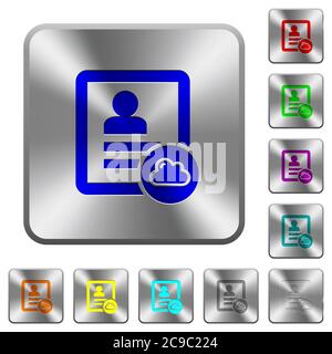 Cloud contact engraved icons on rounded square glossy steel buttons Stock Vector