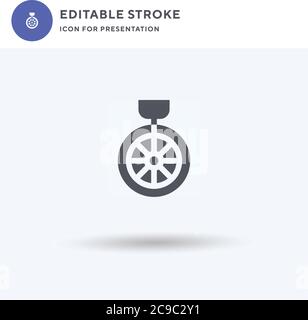 Unicycle icon vector, filled flat sign, solid pictogram isolated on white, logo illustration. Unicycle icon for presentation. Stock Vector