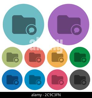 Directory notifications darker flat icons on color round background Stock Vector