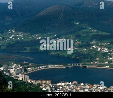 Spain, Galicia, Lugo province, Viveiro. Panoramic of the estuary. Stock Photo