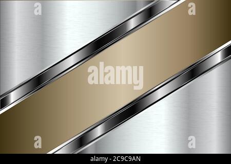 Metallic background. Luxury of gray and brown with silver glossy. Elegant metal modern design. Stock Vector