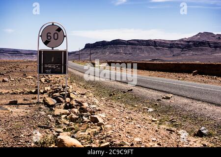 Road through the desert in Morocco Stock Photo