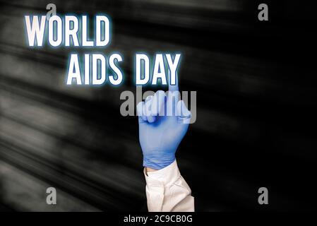 Word writing text World Aids Day. Business photo showcasing an international day to raised awareness of the AIDS pandemic Displaying Empty Sticker Pap Stock Photo