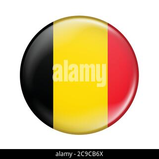 Belgium flag icon isolated on white background.Belgium flag.Flag icon glossy. Stock Vector