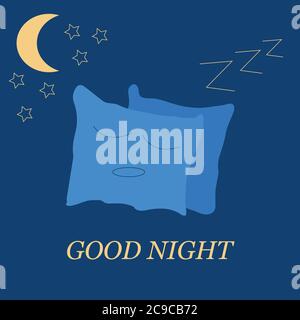 A sleeping pillow with closed eyes sleeps zzz. Relaxed sleep icon. Pillow icon. Vector illustration Stock Vector
