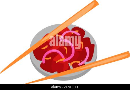 Ahi poke, illustration, vector on white background Stock Vector
