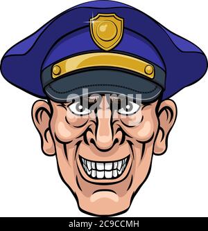 Policeman Mean Police Officer Ponting Cartoon Stock Vector