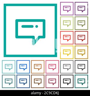 Typing message flat color icons with quadrant frames on white background Stock Vector