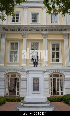 Facade of The Arts House at the Old Parliament (built 1827) in Singapore. Home to Singapore's first parliament; now promotes literary arts and culture Stock Photo