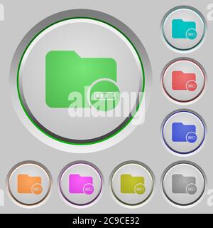 Directory processing color icons on sunk push buttons Stock Vector