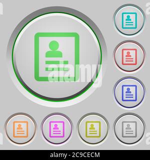 Contacts color icons on sunk push buttons Stock Vector