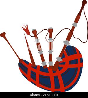 Bagpipes, illustration, vector on white background Stock Vector