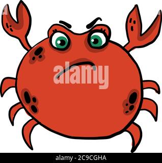 Angry crab, illustration, vector on white background Stock Vector
