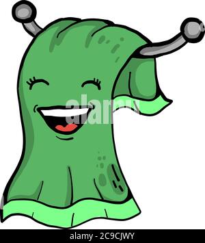 Green towel, illustration, vector on white background Stock Vector