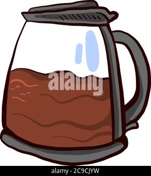 Black coffee pot, illustration, vector on white background Stock Vector
