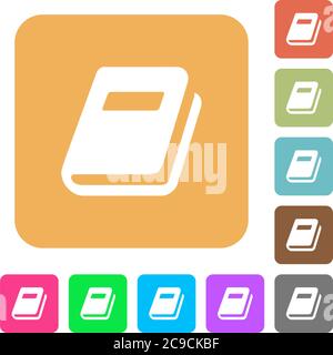 Personal diary flat icons on rounded square vivid color backgrounds. Stock Vector