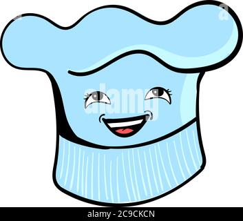 Smiling chef hat, illustration, vector on white background Stock Vector