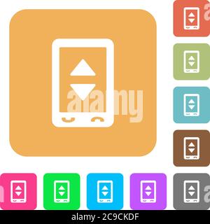 Mobile adjust settings flat icons on rounded square vivid color backgrounds. Stock Vector