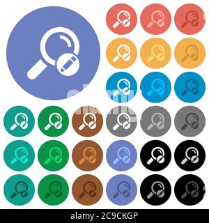 Edit search terms multi colored flat icons on round backgrounds. Included white, light and dark icon variations for hover and active status effects, a Stock Vector