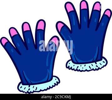 Blue child gloves, illustration, vector on white background Stock Vector