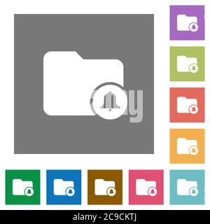 Directory alerts flat icons on simple color square backgrounds Stock Vector