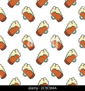 Pint of beer ,seamless pattern on white background. Stock Vector