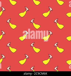 Spray bottle ,seamless pattern on red background. Stock Vector