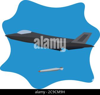 Plane bombing, illustration, vector on white background Stock Vector