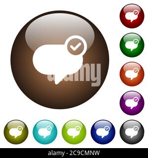 Message sent white icons on round color glass buttons Stock Vector