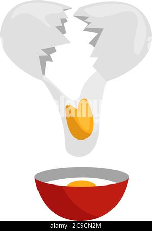Broken egg, illustration, vector on white background Stock Vector