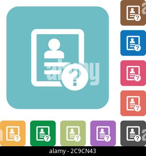 Unknown contact white flat icons on color rounded square backgrounds Stock Vector