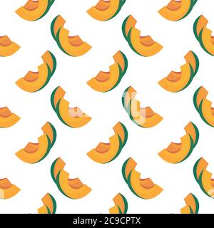 Delicious cantaloupe ,seamless pattern on white background. Stock Vector