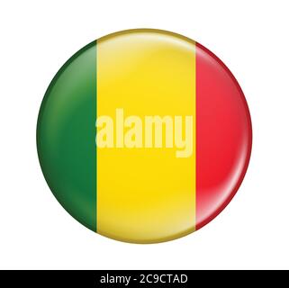 Mali flag icon isolated on white background.Mali flag.Flag icon glossy. Stock Vector