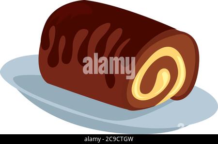 Chocolate roll, illustration, vector on white background Stock Vector