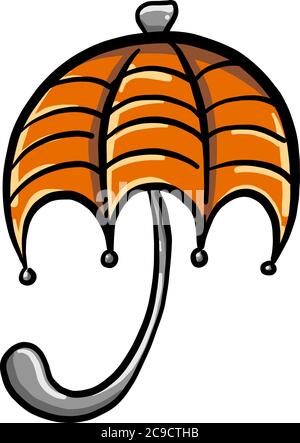 Orange umbrella, illustration, vector on white background Stock Vector