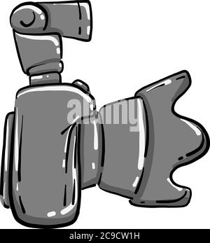 Professional camera, illustration, vector on white background Stock Vector