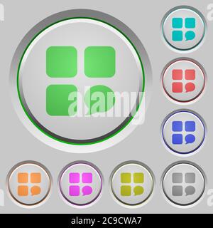 Message component color icons on sunk push buttons Stock Vector