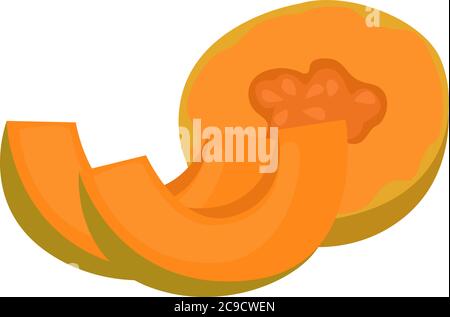 Cantaloupe fruit, illustration, vector on white background Stock Vector