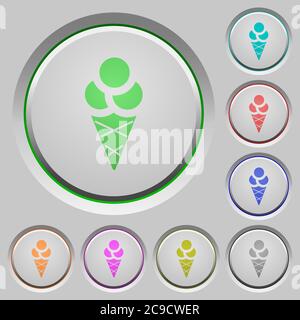 Ice cream color icons on sunk push buttons Stock Vector