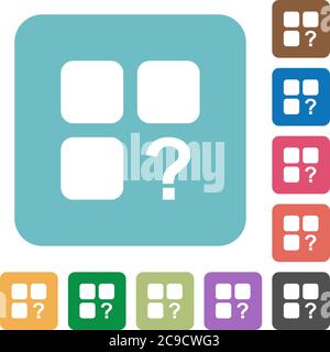 Unknown component white flat icons on color rounded square backgrounds Stock Vector