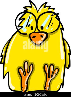 Chick with glasses, illustration, vector on white background Stock Vector