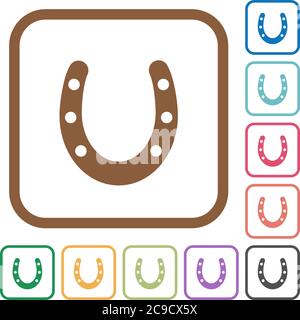 Horseshoe simple icons in color rounded square frames on white background Stock Vector