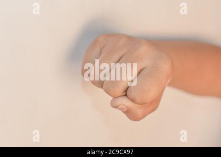 Symbol of Fight. Emoji Style Hands Picture on White Background. Stock Photo