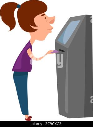 Cash dispenser, illustration, vector on white background Stock Vector