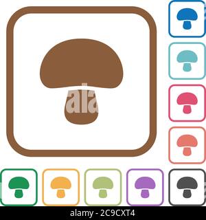 Mushroom simple icons in color rounded square frames on white background Stock Vector