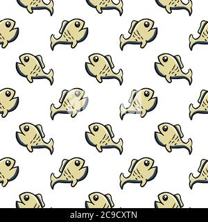 Small fish ,seamless pattern on white background. Stock Vector