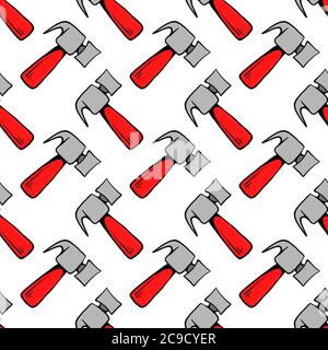 Littlle hammers ,seamless pattern on white background. Stock Vector