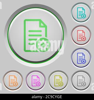 Document settings color icons on sunk push buttons Stock Vector