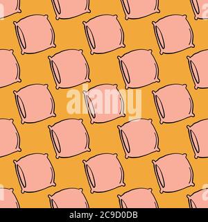 Flat pillow ,seamless pattern on orange background. Stock Vector