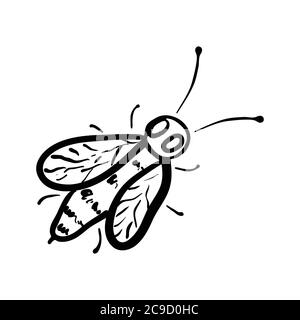 Vector Illustration Hand-drawn Silhouette Of A Bee. Stock Vector